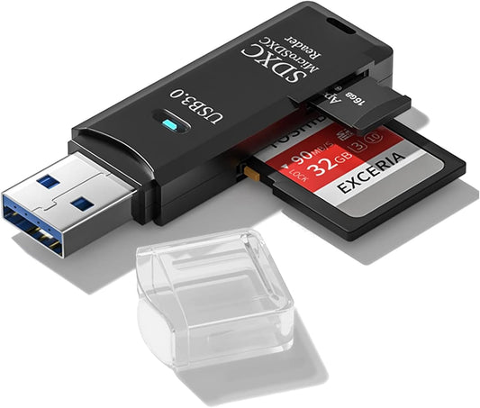 USB3.0 Micro SD Card Reader, 5Gbps 2-in-1 SD Card Reader to USB Adapter, Wansurs Memory Card Reader for SDXC, SDHC, MMC, RS-MMC (1Pack Black)