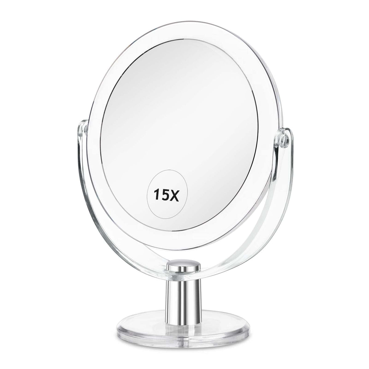 Vanity Makeup Mirror with Stand, 1X/15X Magnification Double Sided 360 Degree Swivel, Portable Table Desk Counter top Magnifying Mirror