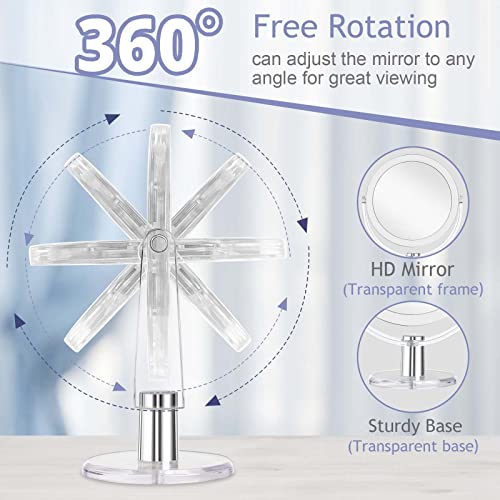 Vanity Makeup Mirror with Stand, 1X/15X Magnification Double Sided 360 Degree Swivel, Portable Table Desk Counter top Magnifying Mirror