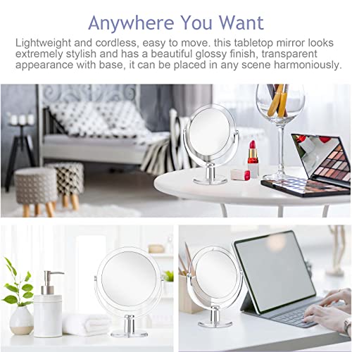 Vanity Makeup Mirror with Stand, 1X/15X Magnification Double Sided 360 Degree Swivel, Portable Table Desk Counter top Magnifying Mirror