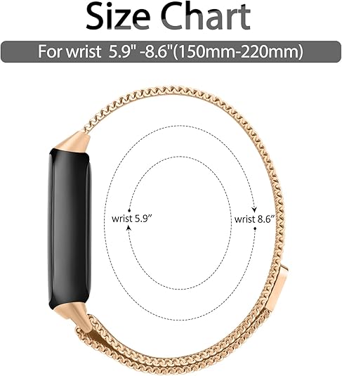 Vanjua for Fitbit Inspire 3 Bands Women Men, Stainless Steel Metal Mesh Loop Adjustable Magnetic Wristband Replacement Straps