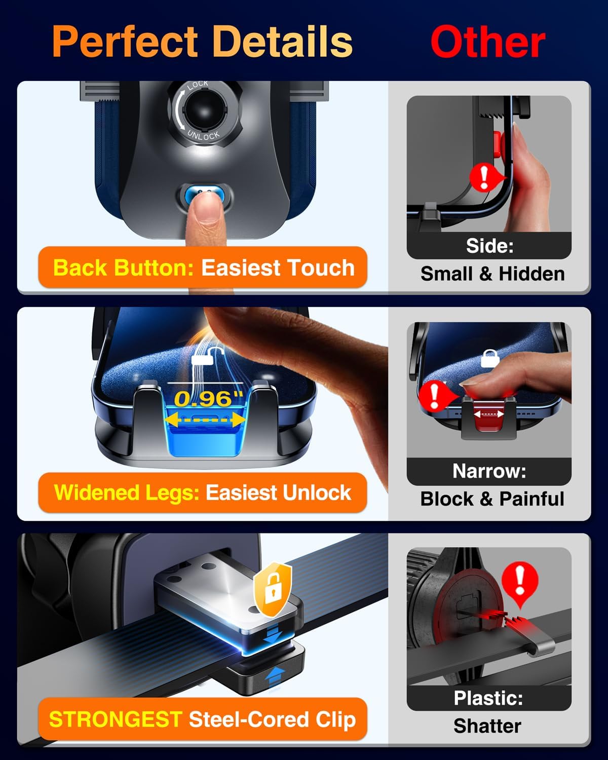 VANMASS, 85+LBS Strong Suction Car Phone Mount, Patent & Safety Certs, Cell Phone Holder Truck