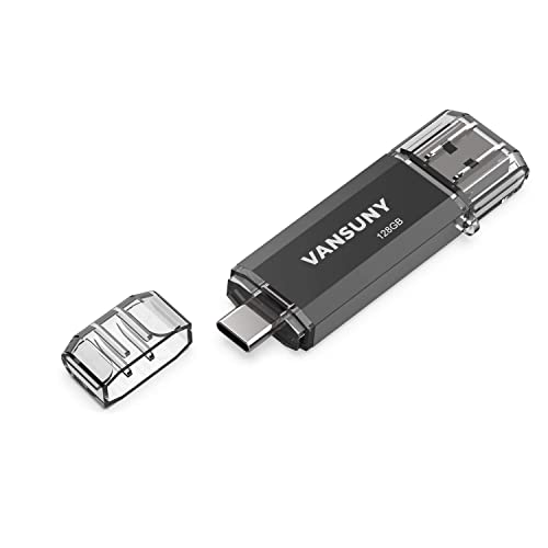 Vansuny 128GB USB C Flash Drive 2 in 1 OTG USB 3.0 + Type C Memory Stick with Keychain Dual Type C Thumb Drive Photo Stick Jump Drive