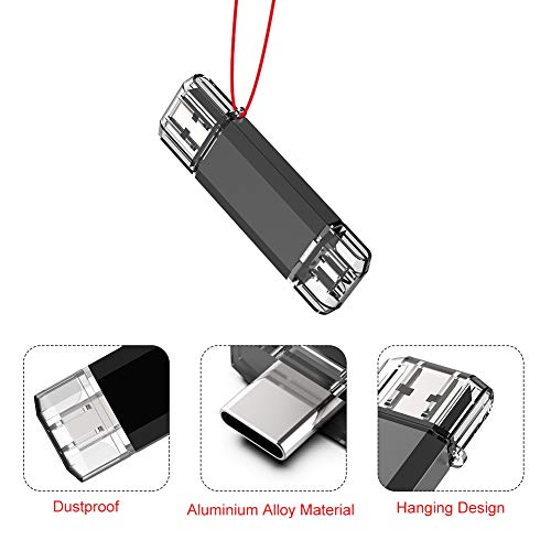 Vansuny 128GB USB C Flash Drive 2 in 1 OTG USB 3.0 + Type C Memory Stick with Keychain Dual Type C Thumb Drive Photo Stick Jump Drive