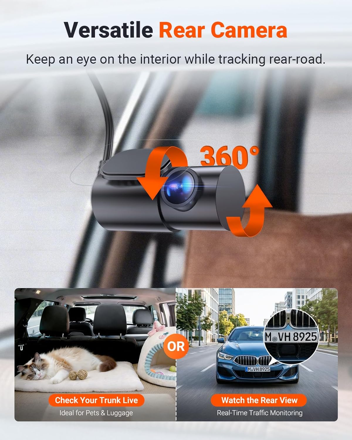 Vantrue New N4S 3 Channel Dash Cam, Front Rear Inside 2.7K+1440P+1440P Dashcam for Cars, Front and Rear Dual Channel, PlatePix™ Tech