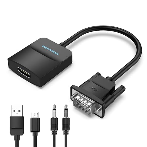 VENTION VGA to HDMI Adapter 0.5FT, Uni-Directional VGA(Source) to HDMI(Display) Converter (Male to Female) 1080@60Hz with Audio Cable