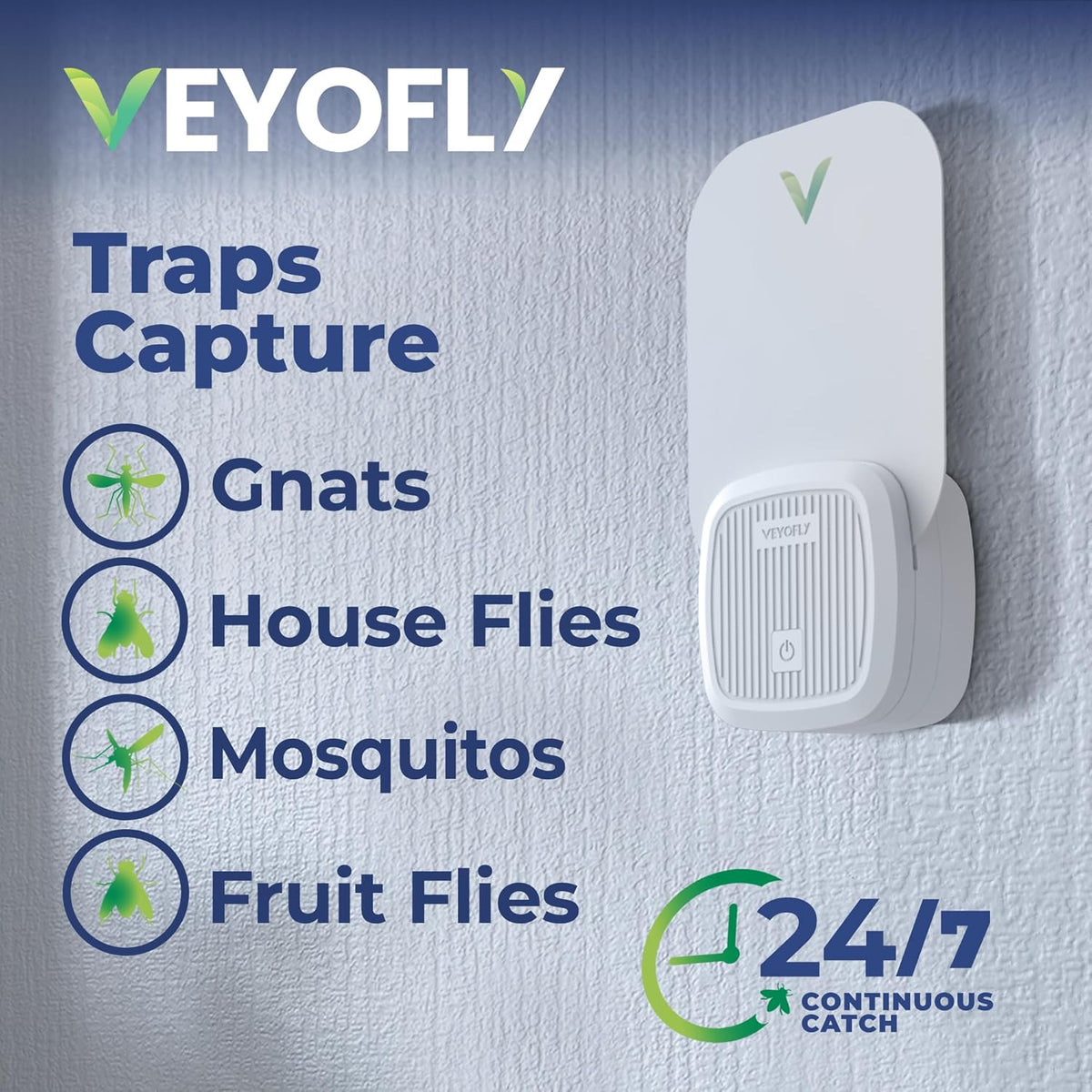 VEYOFLY Fly Trap Indoor, Fruit Fly Traps for Indoors Flying Insect (2 Device + 4 Refills) Gnat Traps for House Indoor, Bug Zapper Indoor