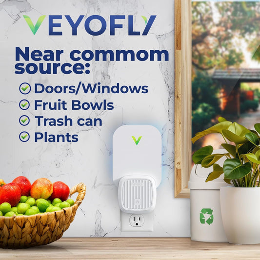 VEYOFLY Fly Trap Indoor, Fruit Fly Traps for Indoors Flying Insect (2 Device + 4 Refills) Gnat Traps for House Indoor, Bug Zapper Indoor