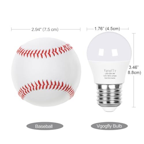 Vgogfly LED Bulb 3W 25 Watt Equivalent Light Bulbs Night Stand Table Lamp Warm White 2700K LED Energy Saving E26 Medium Screw Base