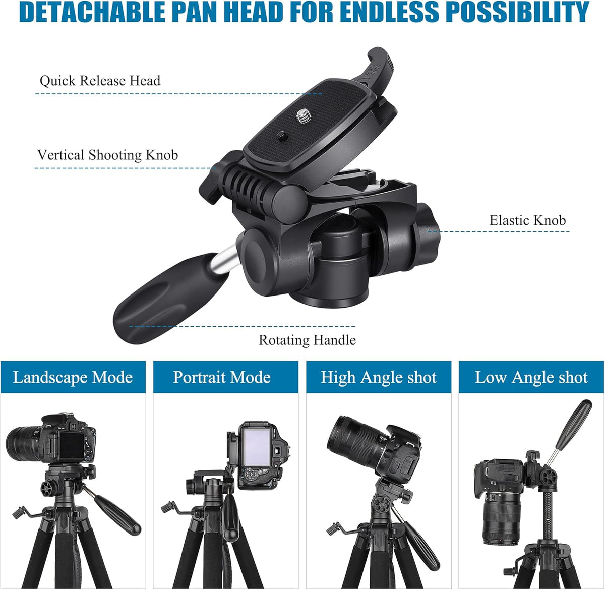 VICTIV 74” Camera Tripod, Tripod for Camera and Phone, Aluminum Professional Tripod Stand for Canon Nikon with Carry Bag and Phone Holder