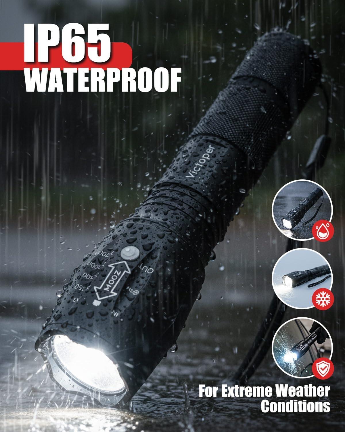 Victoper LED Flashlight 2 Pack, Bright Tactical Torch High Lumens with 5 Modes, Waterproof Zoomable Flash Light, Hunting Camping Essentials Gear