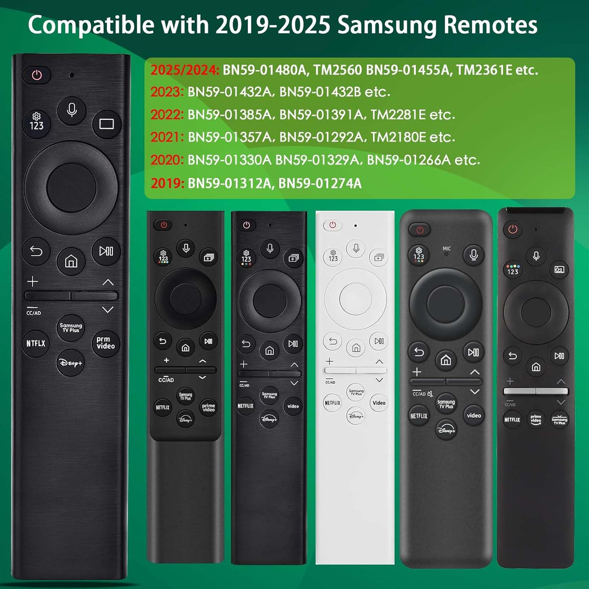 Voice Remote for Samsung Smart TV, Replacement Control for Frame TV, for All 2019 to 2025 Samsung Crystal/UHD/QLED/NEO QLED/ 4K 8K Smart TVs