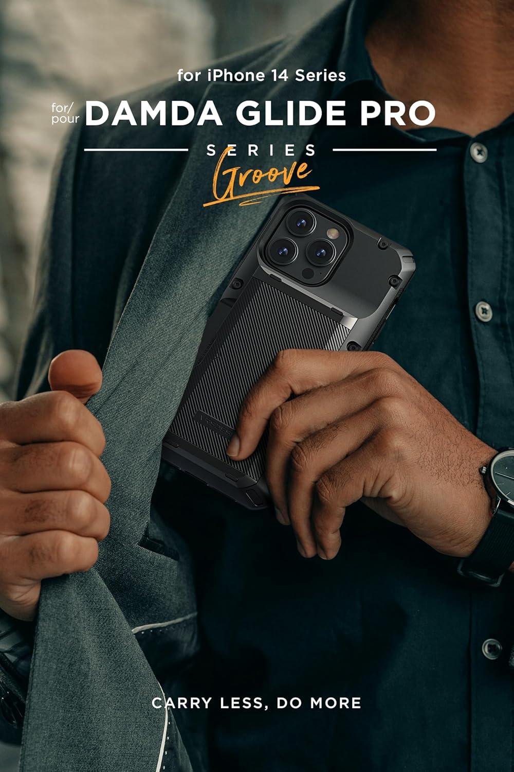 VRS DESIGN Damda Glide Pro Phone Case for iPhone 14 Pro Max, Sturdy Semi Auto Wallet, 4 Cards, Case with Card Slot Holder