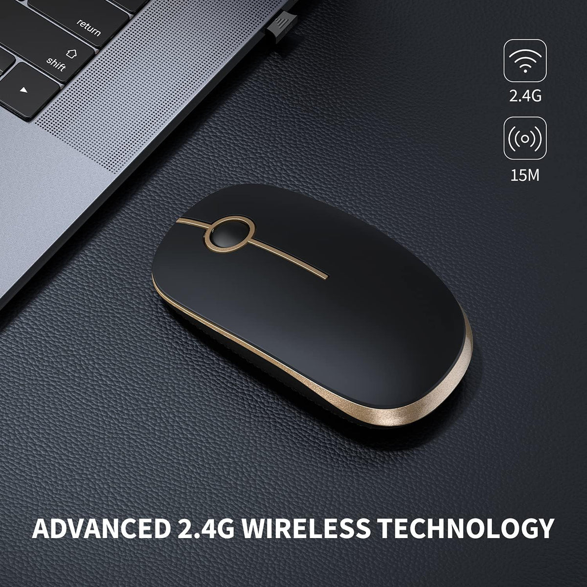 VssoPlor Wireless Mouse, 2.4G Slim Portable Computer Laptop Mouse with Nano Receiver Quiet Silent Optical Mice for Notebook, PC, Laptop