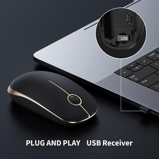 VssoPlor Wireless Mouse, 2.4G Slim Portable Computer Laptop Mouse with Nano Receiver Quiet Silent Optical Mice for Notebook, PC, Laptop