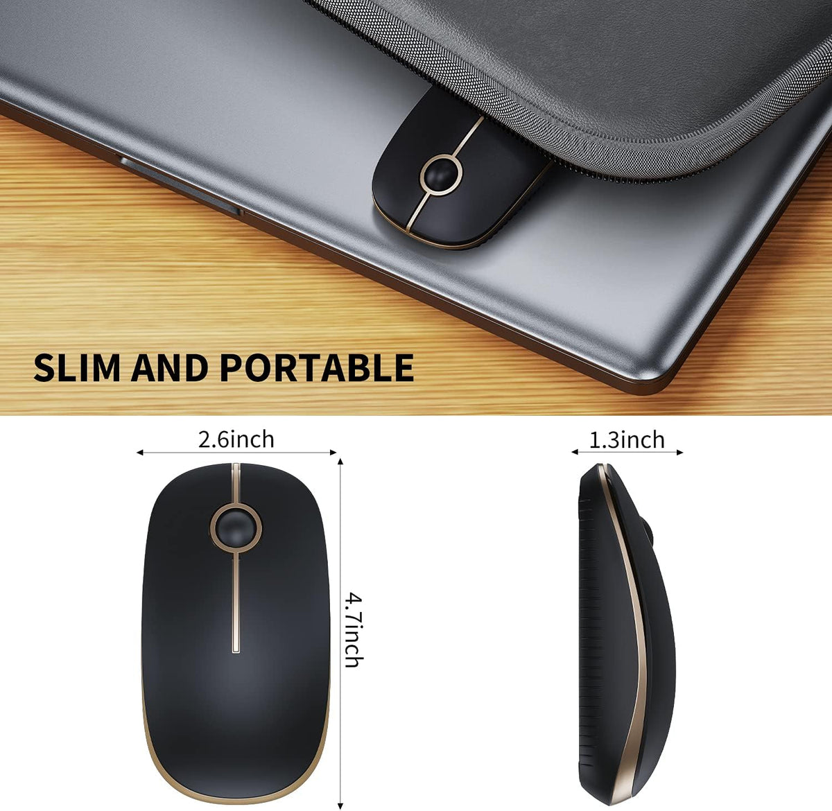 VssoPlor Wireless Mouse, 2.4G Slim Portable Computer Laptop Mouse with Nano Receiver Quiet Silent Optical Mice for Notebook, PC, Laptop