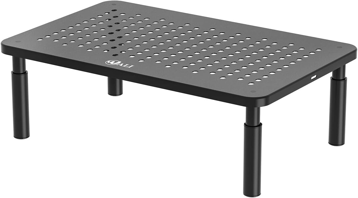 WALI Computer Monitor Stand for Desk, Adjustable Laptop Riser, Desk Monitor Stand Underneath Storage for Office, Home (Black)