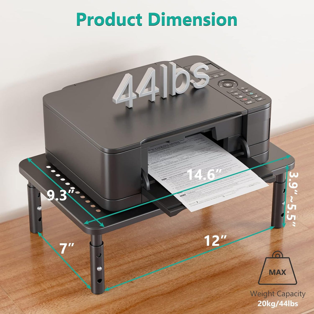 WALI Computer Monitor Stand for Desk, Adjustable Laptop Riser, Desk Monitor Stand Underneath Storage for Office, Home (Black)