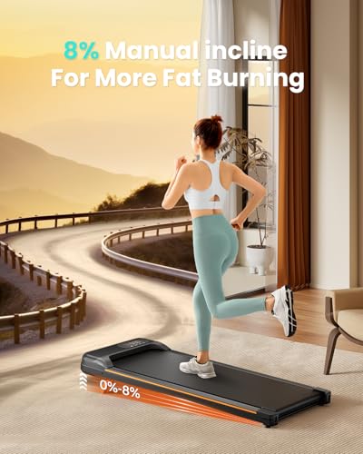 Walking Pad, Under Desk Treadmill with Incline for Home Office 2.5HP Portable Walking Treadmill with 265 Lbs Weight Capacity Walking Machine