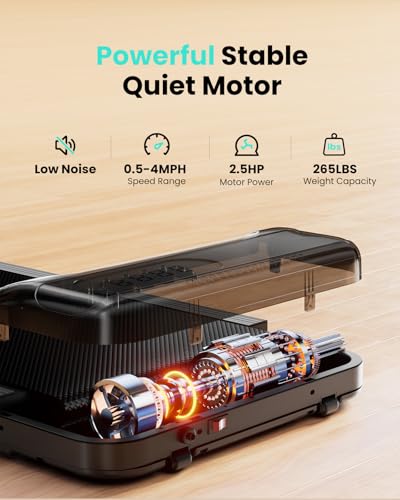 Walking Pad, Under Desk Treadmill with Incline for Home Office 2.5HP Portable Walking Treadmill with 265 Lbs Weight Capacity Walking Machine