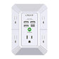 Wall Charger, Surge Protector, QINLIANF 5 Outlet Extender with 4 USB Charging Ports (4.8A Total) 3-Sided 1680J Power Strip Multi Plug Adapter Spaced
