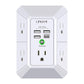 Wall Charger, Surge Protector, QINLIANF 5 Outlet Extender with 4 USB Charging Ports (4.8A Total) 3-Sided 1680J Power Strip Multi Plug Adapter Spaced