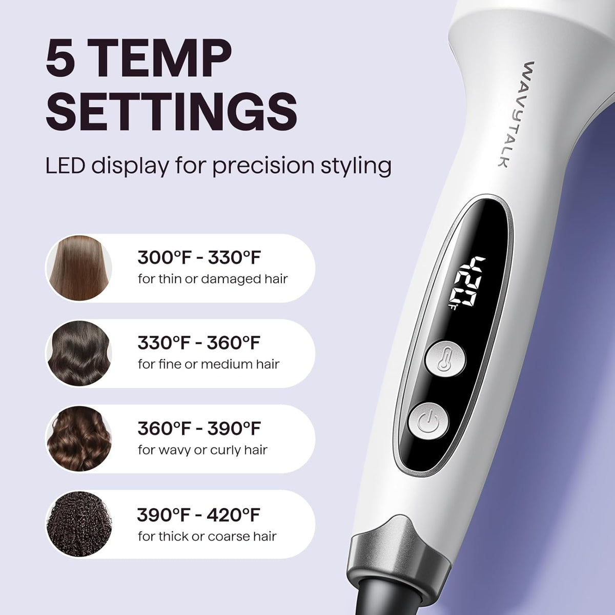 Wavytalk Blowout Boost Thermal Brush, 1.5 inch Heated Round Brush for Blowout Look, Negative Ion Technology, Ceramic Tourmaline (White)