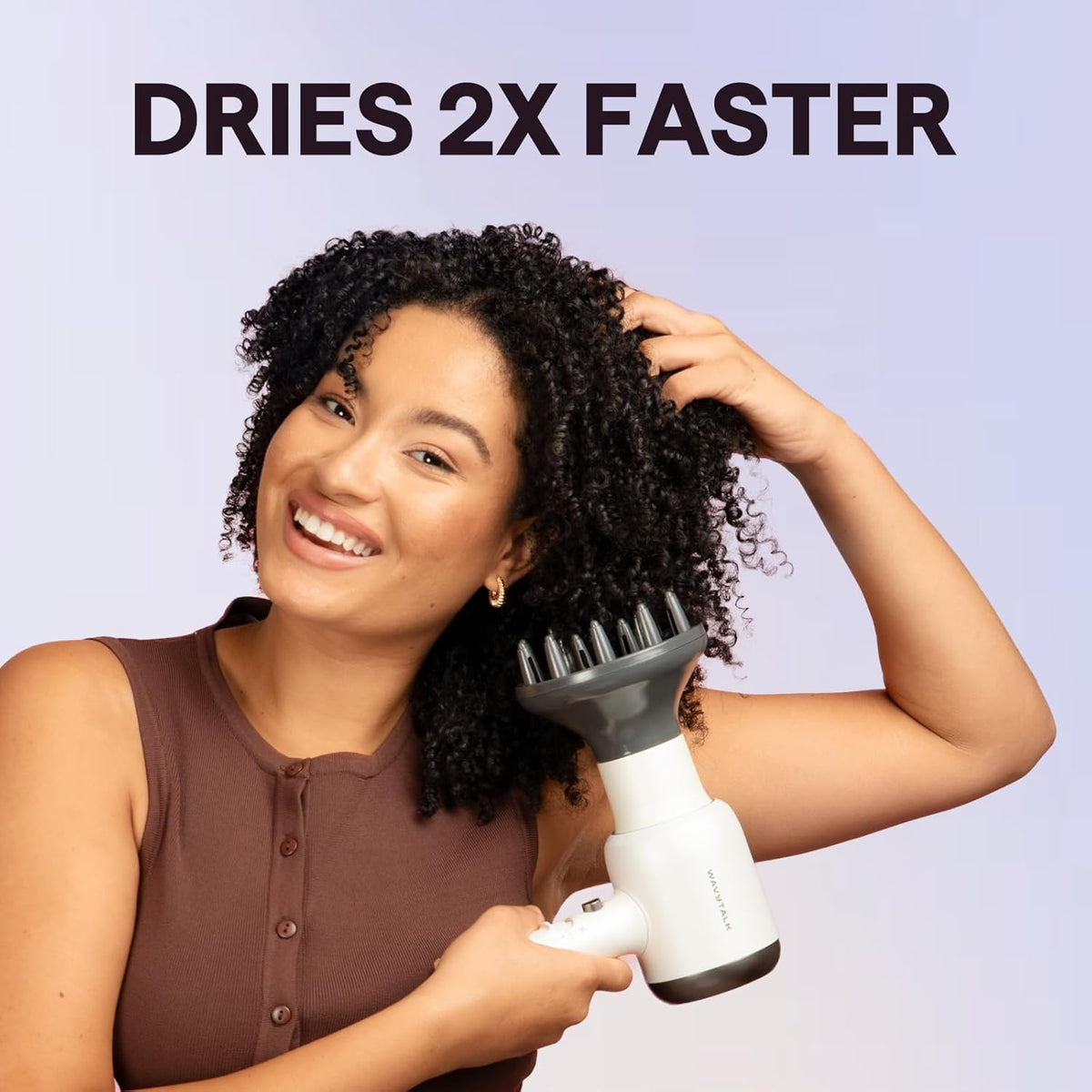 Wavytalk Hair Dryer, Blown Away Ionic Hair Dryer for Curly Hair with Diffuser, 1875W Fast Drying Blow Dryer with Ceramic Technology (White)