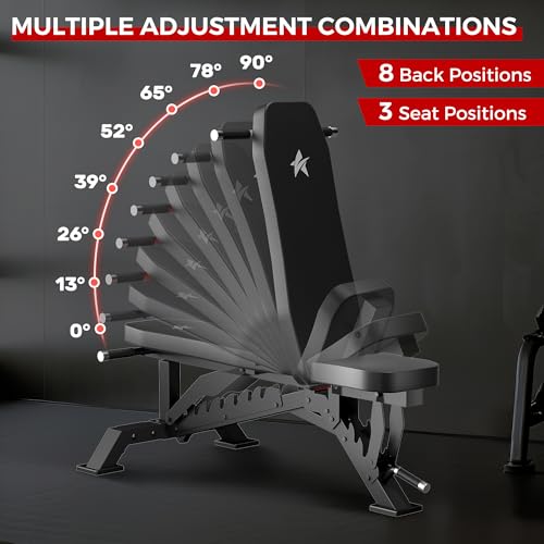 Weight Bench, Adjustable Workout Bench for Home Gym Full Body Workout, 1300LBS Weight Capacity Bench Press, Flat/Incline Bench