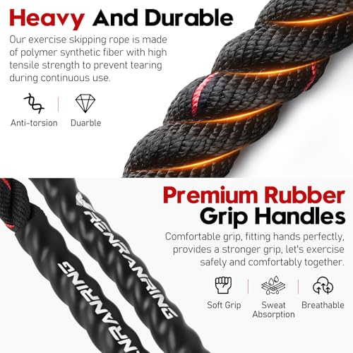 Weighted Jump Rope for Men and Women, 3lb 4lb 5lb Adult Heavy Skipping Rope, Jumprope for Fitness, Workout Equipment, Fitness Equipment