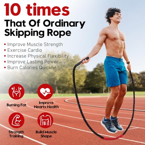 Weighted Jump Rope for Men and Women, 3lb 4lb 5lb Adult Heavy Skipping Rope, Jumprope for Fitness, Workout Equipment, Fitness Equipment