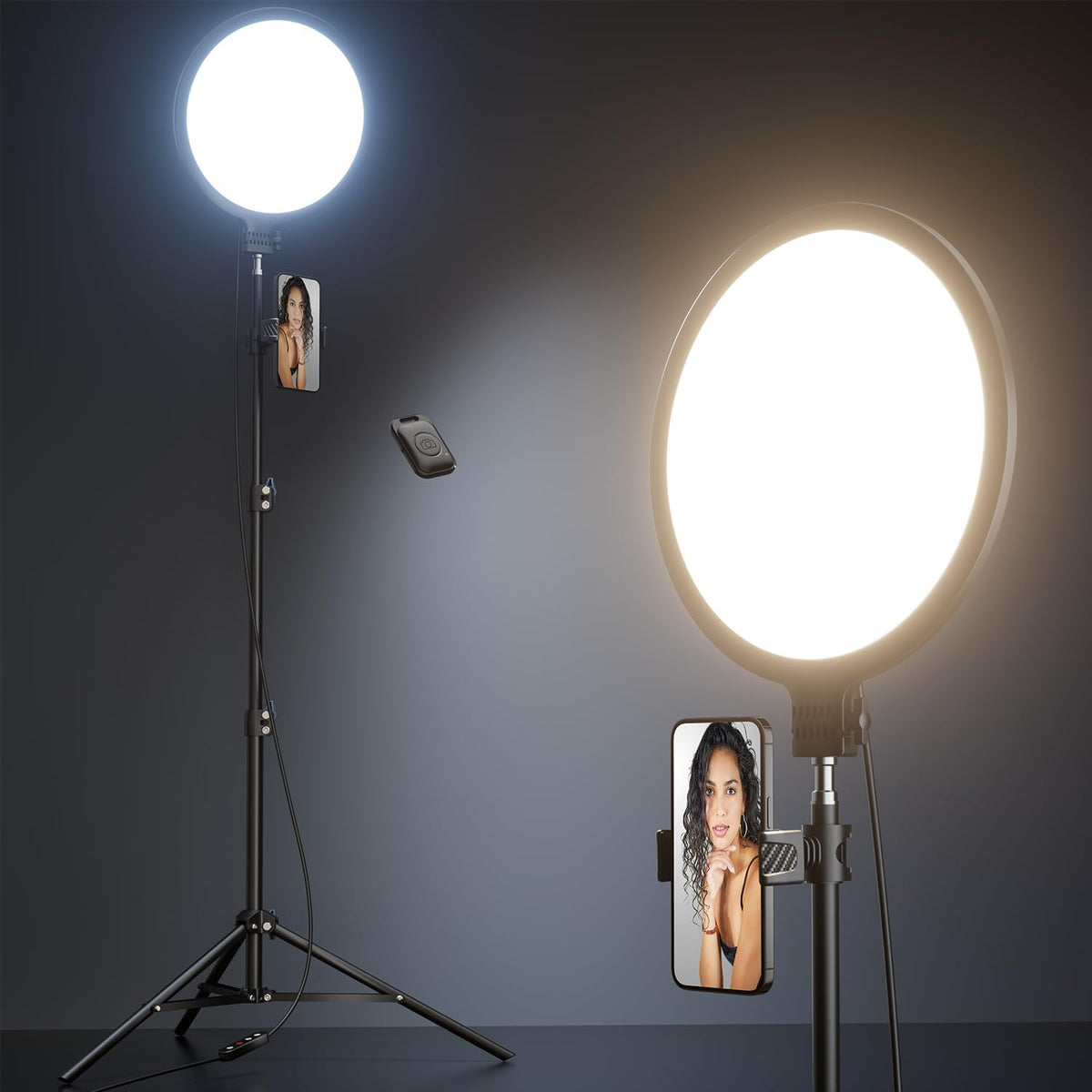 Weilisi 10.5" Ring Light with 69" Tripod Stand and Phone Holder Kit, Full-Screen Zoom Lighting for Video Recording, Makeup, Live Stream