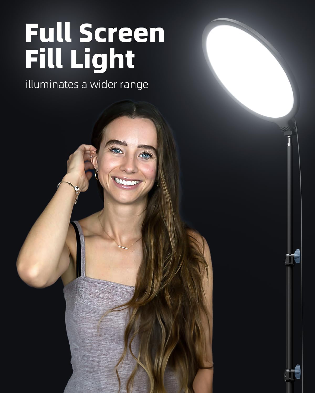Weilisi 10.5" Ring Light with 69" Tripod Stand and Phone Holder Kit, Full-Screen Zoom Lighting for Video Recording, Makeup, Live Stream