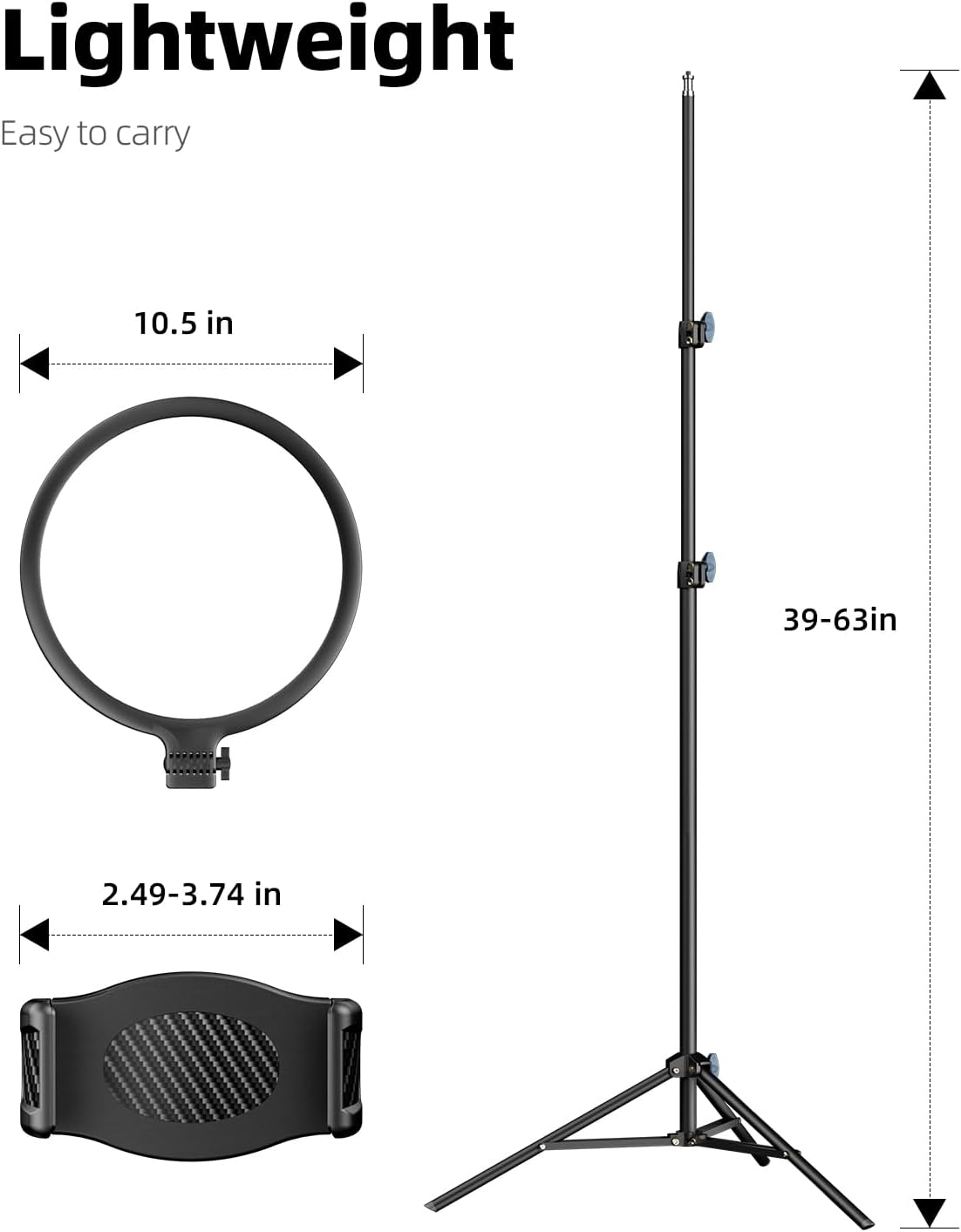 Weilisi 10.5" Ring Light with 69" Tripod Stand and Phone Holder Kit, Full-Screen Zoom Lighting for Video Recording, Makeup, Live Stream