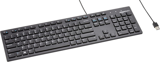 Wired QWERTY Keyboard, Full-Sized, Black