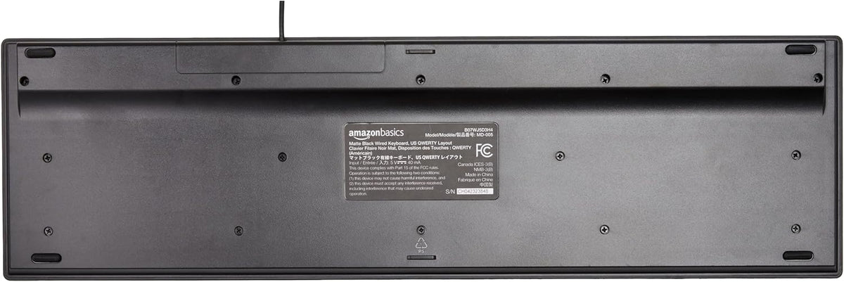 Wired QWERTY Keyboard, Full-Sized, Black