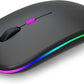 Wireless Bluetooth Mouse Rechargeable Laptop Mice with LED Use Portable(BT5.2 and USB 2.4G) Dual Mode Connection Silent Slim Computer Mouse (Black)