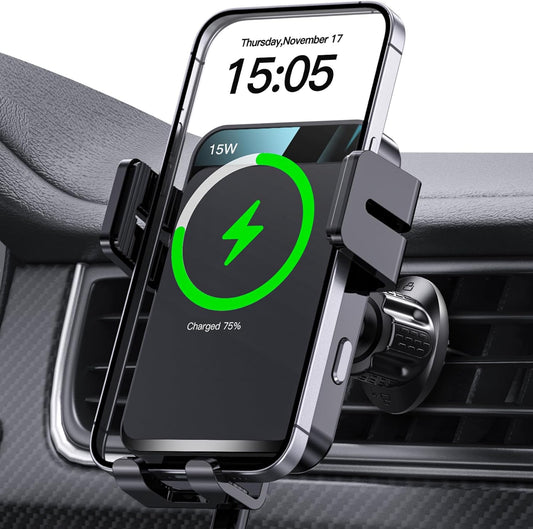Wireless Car Charger, MOKPR Auto-Clamping Car Mount 15W/10W/7.5W Fast Charging Air Vent Car Phone Mount