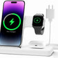 Wireless Charger Stand Charging Station, 3 in 1 Charger Stand Multiple Devices for Apple - iPhone 17 16e 16 15 14 Pro Max 13 12 (White)