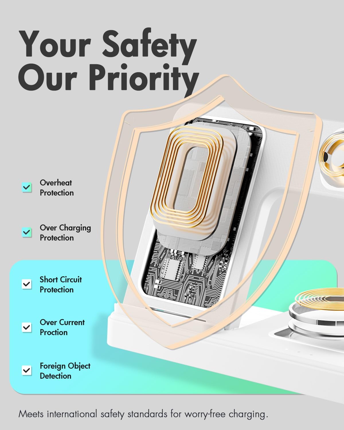 Wireless Charger Stand Charging Station, 3 in 1 Charger Stand Multiple Devices for Apple - iPhone 17 16e 16 15 14 Pro Max 13 12 (White)