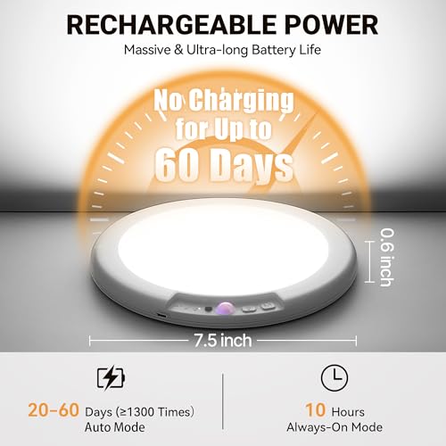 Wireless Closet Lights Motion Sensor - No Wiring Rechargeable Ceiling Light Night Light Indoor, Battery Operated Led Lights for Bedroom with Remote