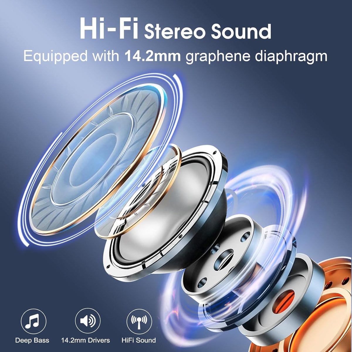 Wireless Earbuds 75hrs Bluetooth 5.4 Headphone Sport, Bluetooth Earbuds Stereo Deep Bass Over Ear Bud with Earhooks, ENC Noise Cancelling Mic