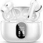 Wireless Earbuds, Bluetooth 5.4 Headphones Bass Stereo, Ear Buds with Noise Cancelling Mic, LED Display in Ear Earphones Clear Calls (White)