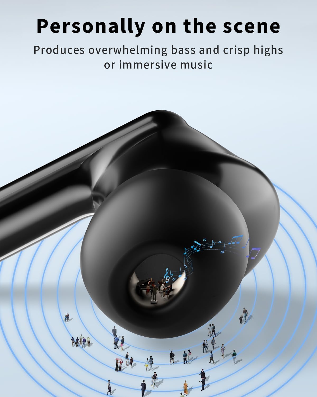 Wireless Earbuds, Bluetooth 5.4 Headphones with 50H Playback, Deep Bass Stereo Ear Buds Clear Calls with LED Power Display, IPX7 Waterproof (Black)