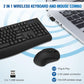 Wireless Keyboard and Mouse Combo, Full-Sized 2.4GHz Wireless Keyboard with Comfortable Palm Rest and Optical Wireless Mouse for Windows (Black)