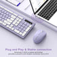 Wireless Keyboard and Mouse Combo, Full-Sized Wireless Keyboard and Adjustable DPI Mouse, 2.4GHz USB Receiver, Silent Keyboard and Mouse (Purple)