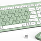 Wireless Keyboard and Mouse Combo, Full-Sized Wireless Keyboard and Adjustable DPI Mouse, 2.4GHz USB Receiver, Silent Keyboard (Avocado Green)