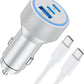 WODENTA for iPhone 17/16/15 Pro Max Car Charger, 67W 3-Port Fast USB C Car Charger Power Cigarette Lighter Adapter with 3FT USB C to C Cable