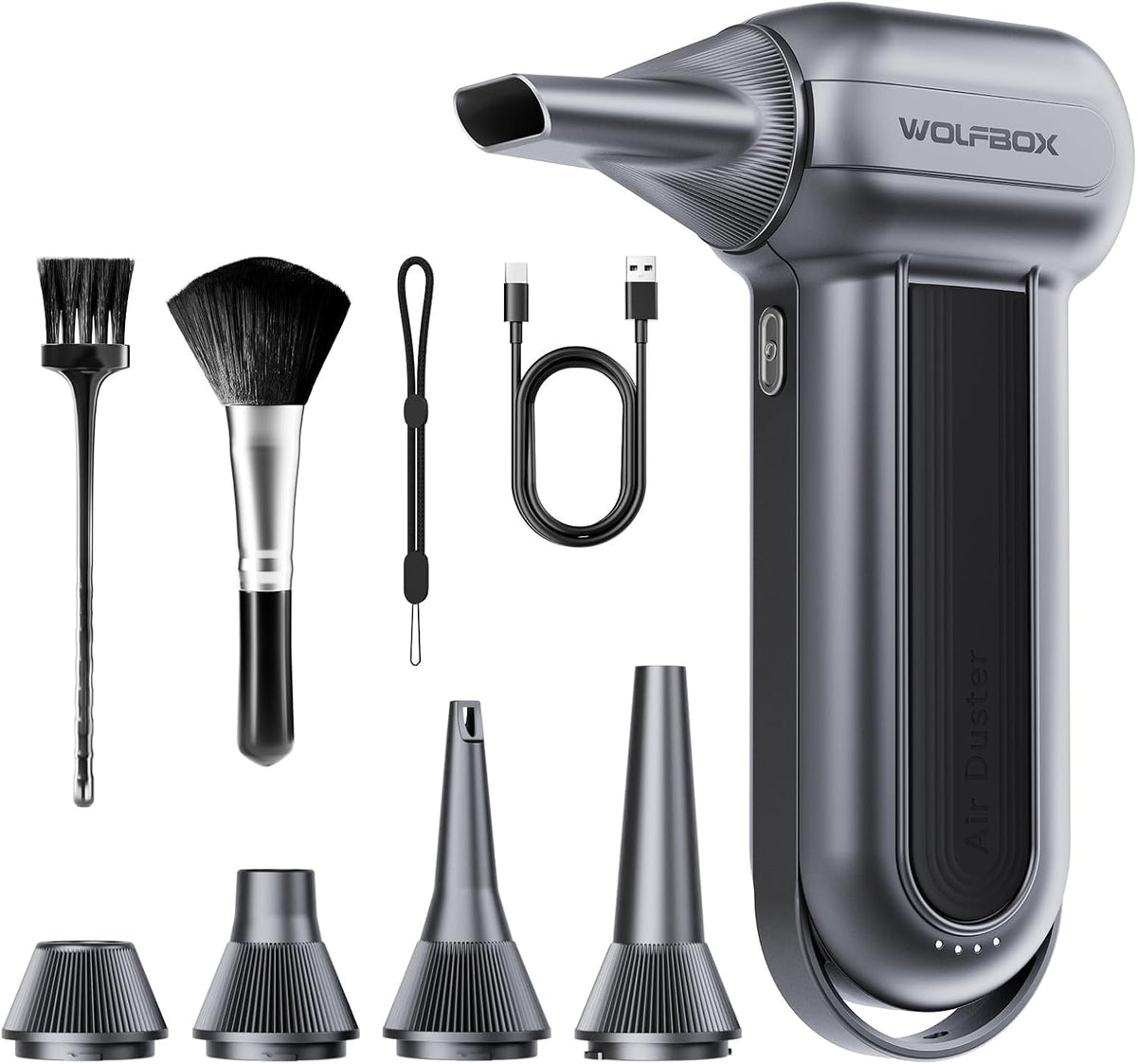 WOLFBOX MF100 Electric Air Duster-150000RPM Super Power Cordless Air Duster, Rechargeable Brushless Motor Durable Blower