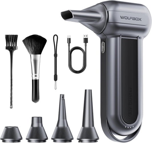 WOLFBOX MF100 Electric Air Duster-150000RPM Super Power Cordless Air Duster, Rechargeable Brushless Motor Durable Blower